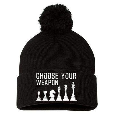 Cool Chess Art For Chess Player Chess Lovers Pom Pom 12in Knit Beanie