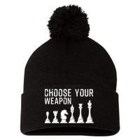 Cool Chess Art For Chess Player Chess Lovers Pom Pom 12in Knit Beanie