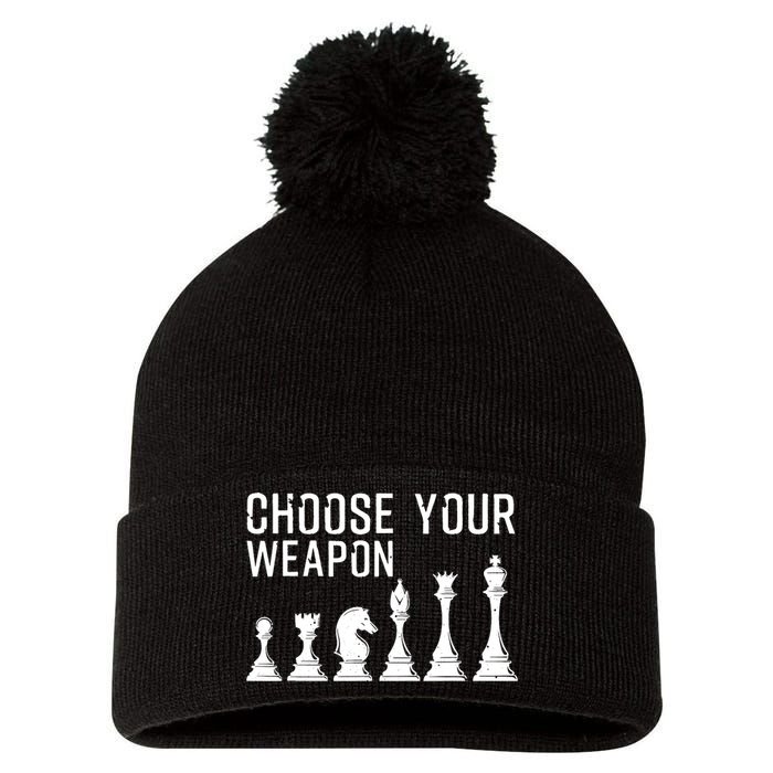 Cool Chess Art For Chess Player Chess Lovers Pom Pom 12in Knit Beanie