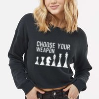 Cool Chess Art For Chess Player Chess Lovers Cropped Pullover Crew