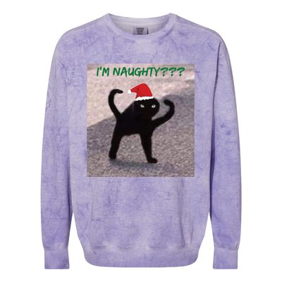 Cursed Cat Angry Meme Im Naughty? Christmas Gift Colorblast Crewneck Sweatshirt