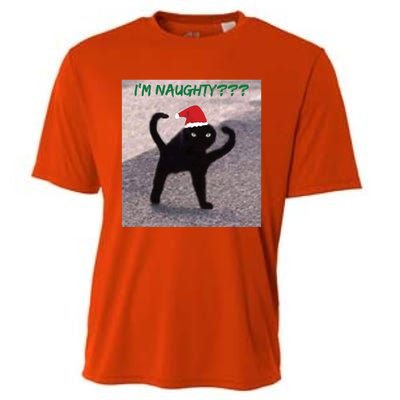 Cursed Cat Angry Meme Im Naughty? Christmas Gift Cooling Performance Crew T-Shirt