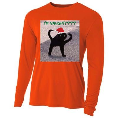 Cursed Cat Angry Meme Im Naughty? Christmas Gift Cooling Performance Long Sleeve Crew