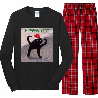 Cursed Cat Angry Meme Im Naughty? Christmas Gift Long Sleeve Pajama Set