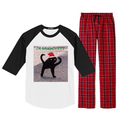 Cursed Cat Angry Meme Im Naughty? Christmas Gift Raglan Sleeve Pajama Set