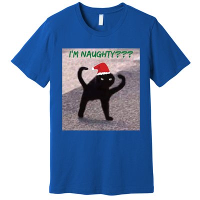 Cursed Cat Angry Meme Im Naughty? Christmas Gift Premium T-Shirt