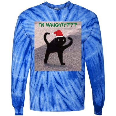 Cursed Cat Angry Meme Im Naughty? Christmas Gift Tie-Dye Long Sleeve Shirt