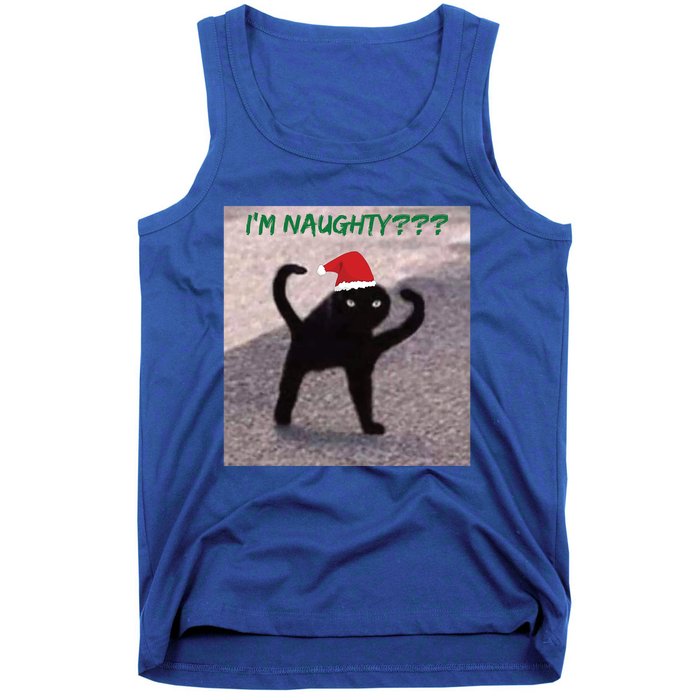 Cursed Cat Angry Meme Im Naughty? Christmas Gift Tank Top