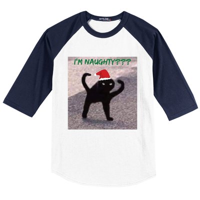 Cursed Cat Angry Meme Im Naughty? Christmas Gift Baseball Sleeve Shirt