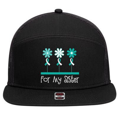 Cervical Cancer Awareness For My Sister Support 7 Panel Mesh Trucker Snapback Hat