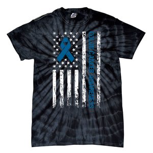 Colon Cancer Awareness Month Distressed Flag Tie-Dye T-Shirt