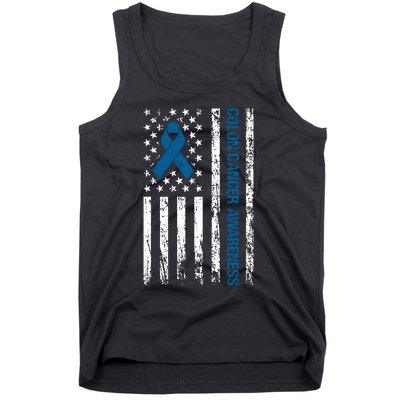 Colon Cancer Awareness Month Distressed Flag Tank Top