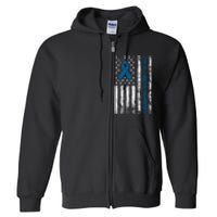 Colon Cancer Awareness Month Distressed Flag Full Zip Hoodie