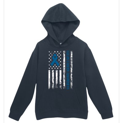 Colon Cancer Awareness Month Distressed Flag Urban Pullover Hoodie