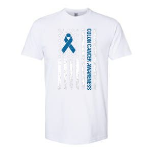 Colon Cancer Awareness Month Distressed Flag Softstyle CVC T-Shirt