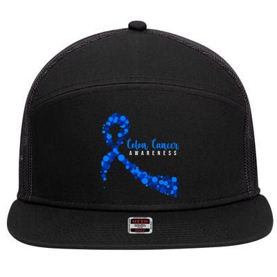 Colon Cancer Awareness Ribbon 7 Panel Mesh Trucker Snapback Hat