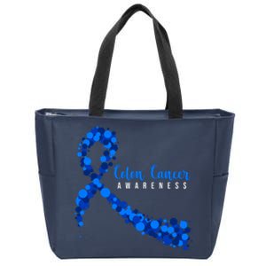 Colon Cancer Awareness Ribbon Zip Tote Bag