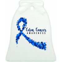 Colon Cancer Awareness Ribbon Ceramic Bell Ornament