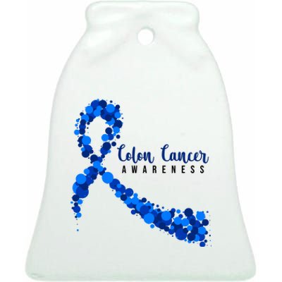 Colon Cancer Awareness Ribbon Ceramic Bell Ornament