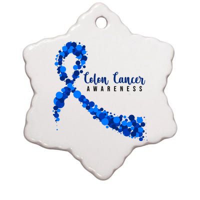 Colon Cancer Awareness Ribbon Ceramic Star Ornament