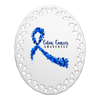 Colon Cancer Awareness Ribbon Ceramic Oval Ornament