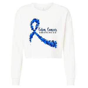 Colon Cancer Awareness Ribbon Cropped Pullover Crew