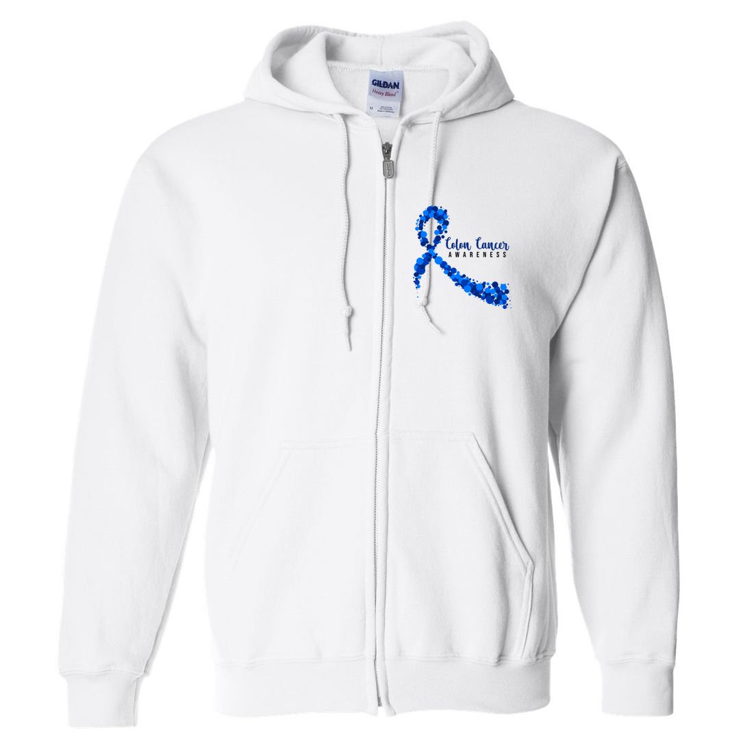 Colon Cancer Awareness Ribbon Full Zip Hoodie