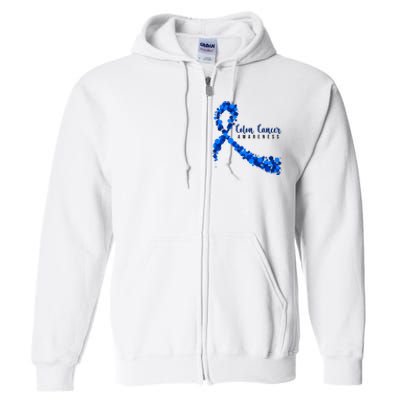 Colon Cancer Awareness Ribbon Full Zip Hoodie