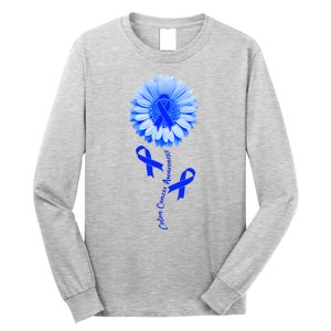 Colon Cancer Awareness Ribbon Flower Long Sleeve Shirt