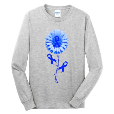 Colon Cancer Awareness Ribbon Flower Tall Long Sleeve T-Shirt
