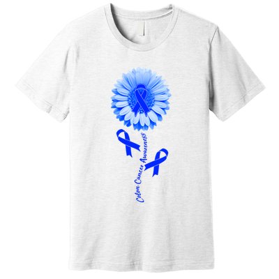 Colon Cancer Awareness Ribbon Flower Premium T-Shirt
