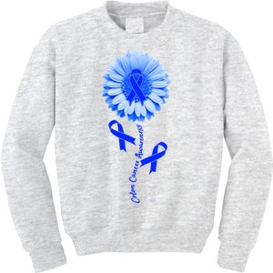 Colon Cancer Awareness Ribbon Flower Kids Sweatshirt