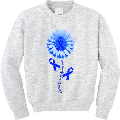 Colon Cancer Awareness Ribbon Flower Kids Sweatshirt