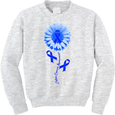 Colon Cancer Awareness Ribbon Flower Kids Sweatshirt