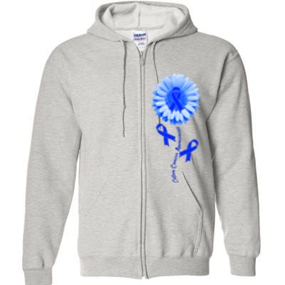 Colon Cancer Awareness Ribbon Flower Full Zip Hoodie