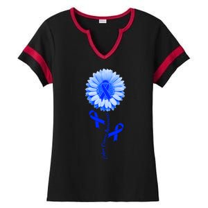 Colon Cancer Awareness Ribbon Flower Ladies Halftime Notch Neck Tee