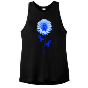 Colon Cancer Awareness Ribbon Flower Ladies PosiCharge Tri-Blend Wicking Tank