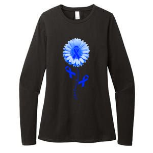 Colon Cancer Awareness Ribbon Flower Womens CVC Long Sleeve Shirt