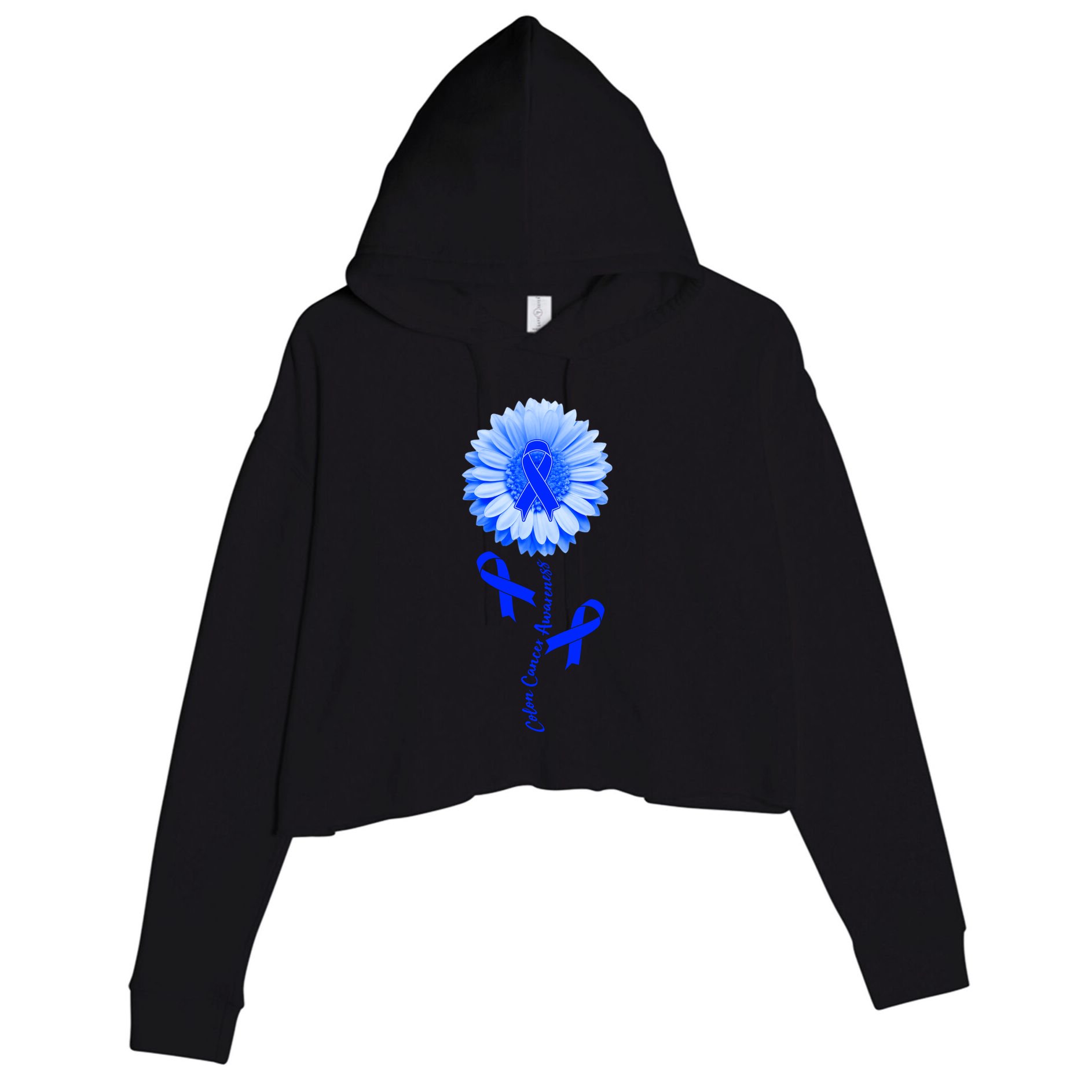 Colon Cancer Awareness Ribbon Flower Crop Fleece Hoodie