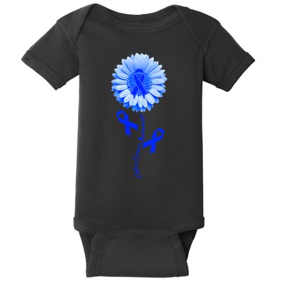 Colon Cancer Awareness Ribbon Flower Baby Bodysuit