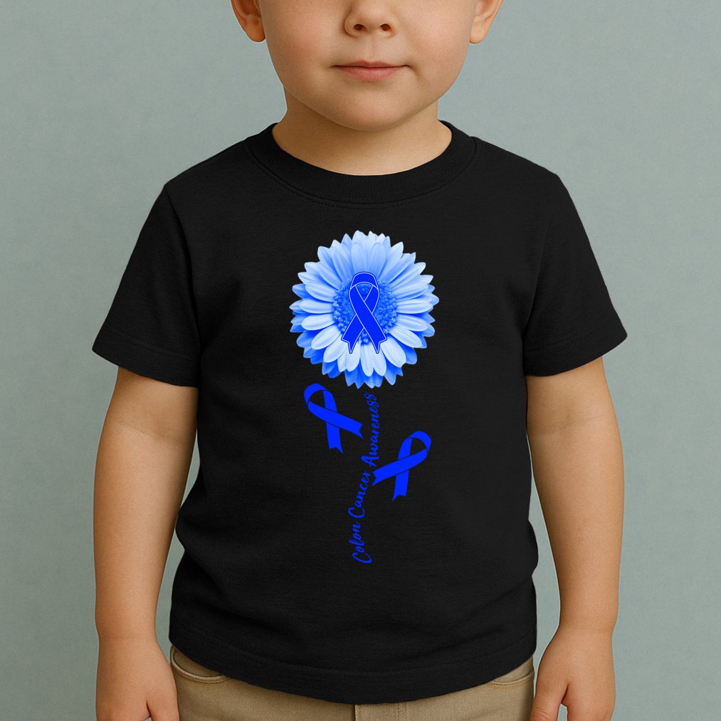 Colon Cancer Awareness Ribbon Flower Toddler T-Shirt