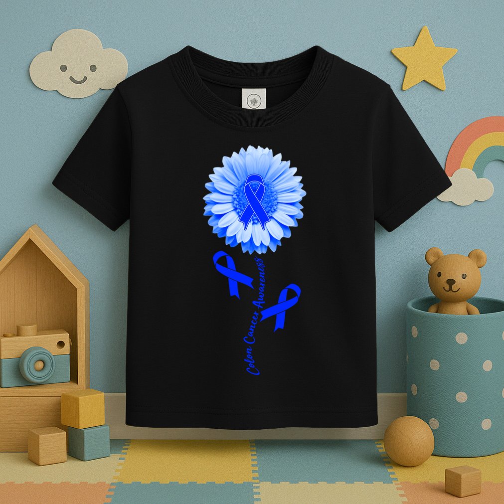 Colon Cancer Awareness Ribbon Flower Toddler T-Shirt