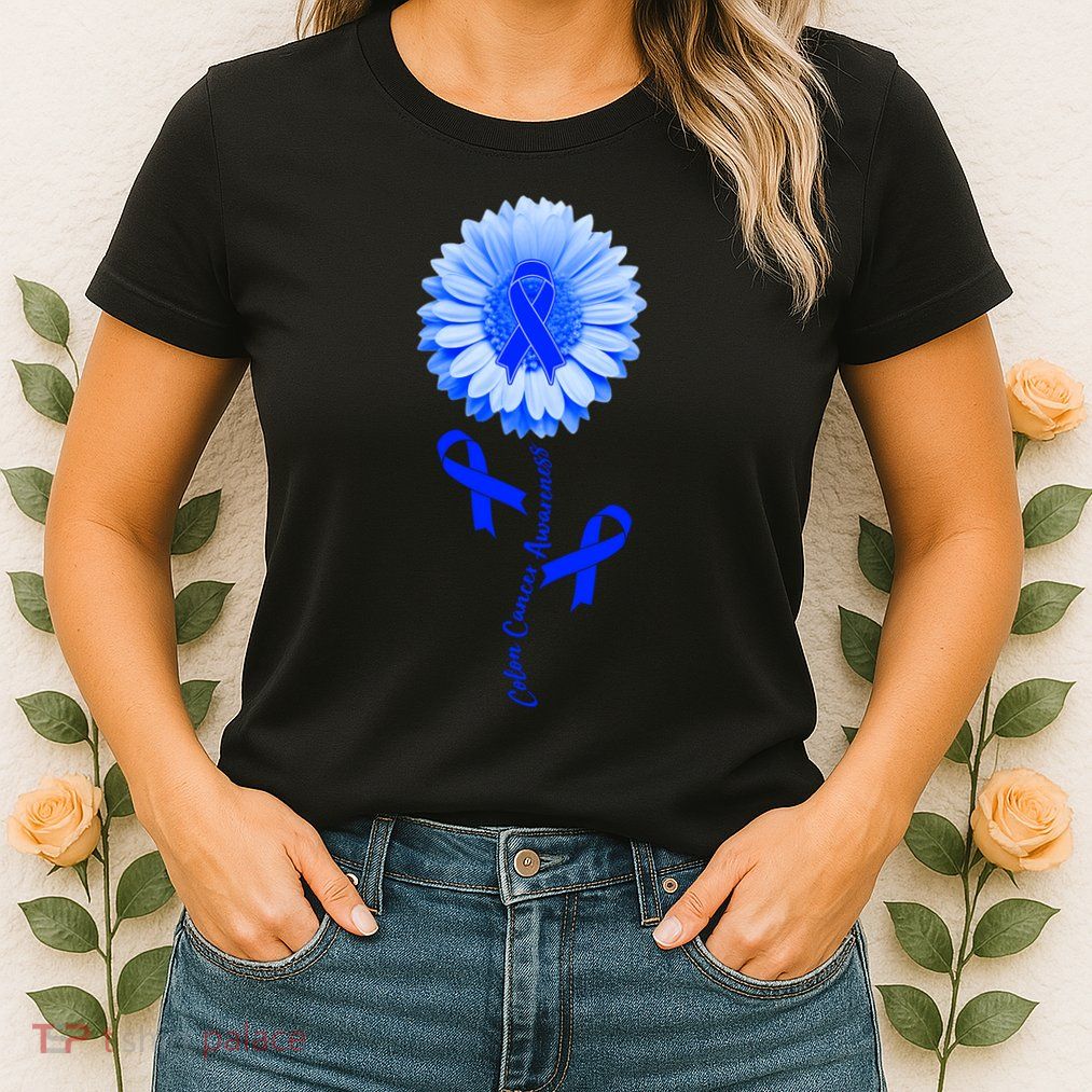 Colon Cancer Awareness Ribbon Flower Womens T-Shirt