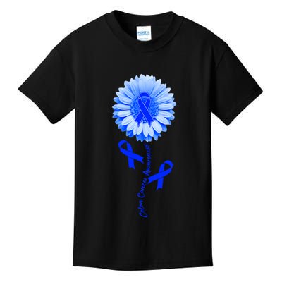 Colon Cancer Awareness Ribbon Flower Kids T-Shirt