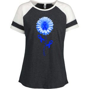 Colon Cancer Awareness Ribbon Flower Enza Ladies Jersey Colorblock Tee