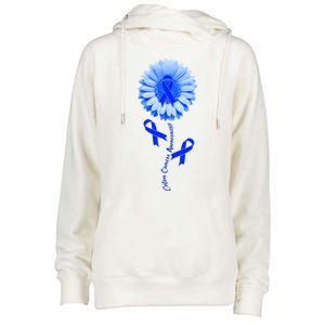 Colon Cancer Awareness Ribbon Flower Womens Funnel Neck Pullover Hood