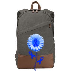 Colon Cancer Awareness Ribbon Flower Cotton Canvas Backpack