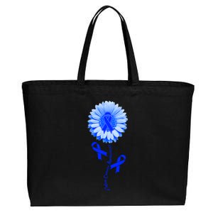 Colon Cancer Awareness Ribbon Flower Cotton Canvas Jumbo Tote