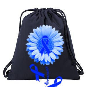 Colon Cancer Awareness Ribbon Flower Drawstring Bag