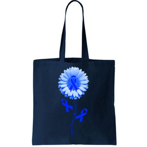 Colon Cancer Awareness Ribbon Flower Tote Bag